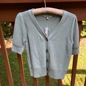 Madewell cotton light green shirt sleeve cardigan NEW